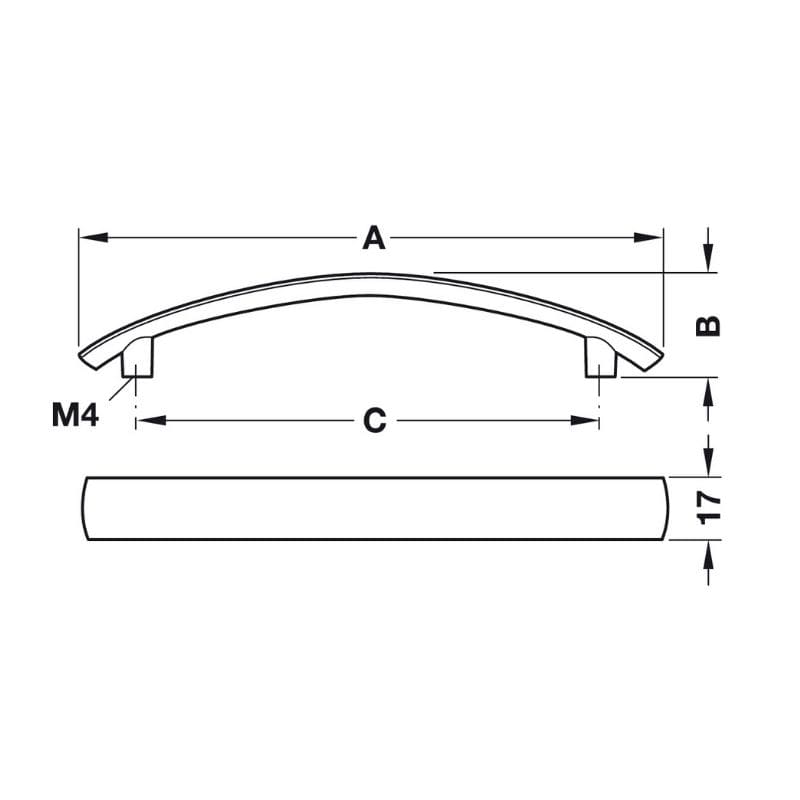 Tay nắm tủ Hafele 101.69.401 (mạ crom mờ)
